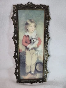 Framed Print Vintage Master Simpson Boy & Dog Arthur Devis Metal Italian Frame - Picture 1 of 18