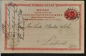 (SWE-826) SVEZIA 1899 cartolina postale cancelleria, prepagata (10 öre francobollo) spedita - Foto 1 di 2