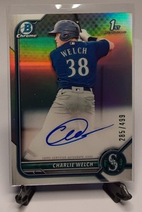 CHARLIE WELCH 2022 Bowman Chrome Baseball Auto REFRACTOR Rookie Card # 285/499