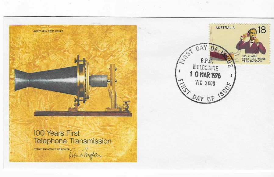 1976-CUBIERTA PRIMER DÍA-AUSTRALIA-100 AÑOS PRIMERA TRANSMISIÓN TELEFÓNICA Foto 1 de 1