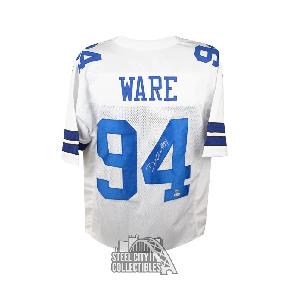 Camiseta de fútbol blanca personalizada autografiada por DeMarcus Ware de Dallas - Certificado de autenticidad BAS Foto 1 de 1