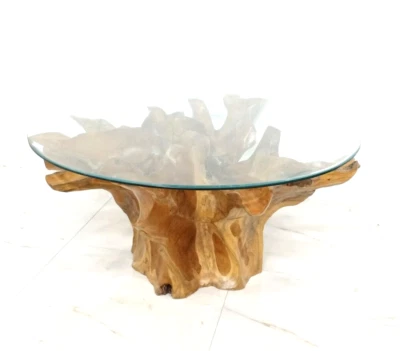 "39" Elegante Mesa de Centro Raíz de Teca, Tapa de Cristal no incluida. Foto 1 de 4