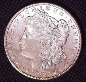 1880-S Morgan Silber Dollar bessere Erhaltung umgekehrte Tönung 1 $ #077 - Bild 1 von 2