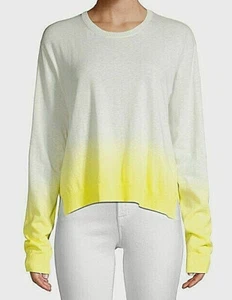 WOMENS XS ATM CREW NECK LONG SLEEVE DIP-DYED LEMON PULLOVER SWEATER - Picture 1 of 10