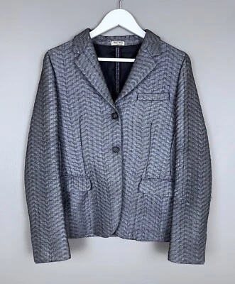 Auténtica chaqueta blazer de diseñador para mujer MIU MIU Lamé otoño invierno 2007 talla 44 Foto 1 de 4