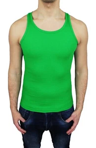 Canotta uomo slim fit aderente verde t-shirt maglia canottiera palestra vogatore - Foto 1 di 2