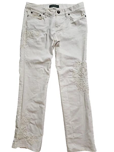 Lauren Ralph Lauren Damen Weiß Jeans 6P Bestickt Blumen Modern Skinny Ankle - Bild 1 von 11