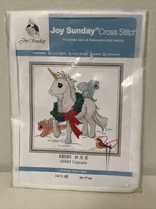 Joy Sunday Cross Stitch Kit-Unicorn-Pre Printed Fabric - Picture 1 of 2