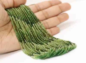 AAA Green Tourmaline Rondelle Micro Diamond Faceted 2mm -3mm beads, AAA Quality - Picture 1 of 8