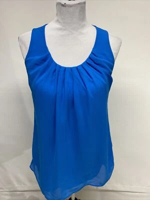 Kenneth Cole Reaction Women’s Sm Blue Sleeveless Lined Pleated Tunic Top - Image 1 of 4