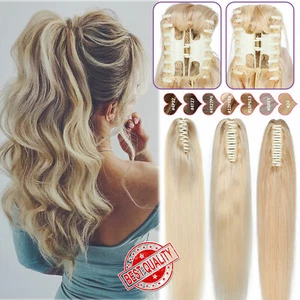 US Brazilian 100% Real Remy Human Hair Claw In On Ponytail Extensions Thick 120G - Picture 1 of 59