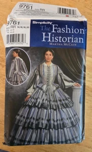 SIMPLICITY 9761 - MODEHISTORIKER - DAMEN BÜRGERKRIEG 2-TEILIGES KLEID GRÖSSE 14-20 NEU AUS ALTEM ZUSTAND UNGESCHNITTEN - Bild 1 von 4