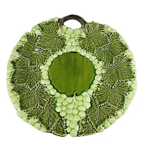 Vintage Caldas Majolica Green Grape Leaf 12" Serving Platter Bowl Jay Willfred - Picture 1 of 9