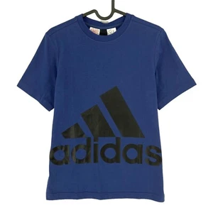 Adidas Youth Boys Blue Big Logo Crew Neck T Shirt Size 11 - 12 Years - Picture 1 of 9