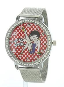 Betty Boop Women's Silver tone Analog Wristwatch Metal Mesh Band 44mm case - Picture 1 of 3