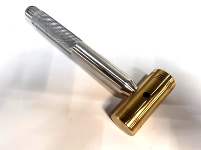 8 OZ.  BRASS HAMMER KNURLED 3/4"" ALUMINUM HANDLE * EXCELLENT GRIP* MADE IN USA* - Image 1 of 4