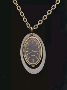 Vintage Bulova 1974 West Germany Pendant Watch 24" Chain Mechanical Wind Runs - Picture 1 of 18