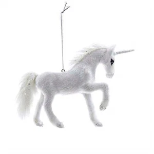 Frosted Kingdom weiß Plüsch Glitzer Einhorn Weihnachtsschmuck - Bild 1 von 2
