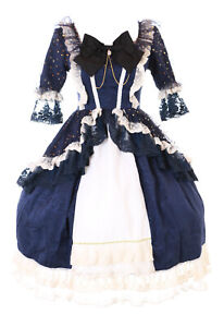 JL-700 Royal Blau Schleife Sterne Barock Gothic Lolita Fee Kleid Kostüm Cosplay