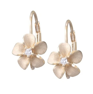 Brincos Denny Wong Plumeria alavanca traseira, ouro amarelo 14K, 8mm - Imagem 1 de 4