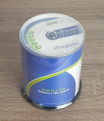 DVD-R 4.7GB 120min 16x speed 100er Pack MediaRange DVD Recordable Media - Bild 1 von 2