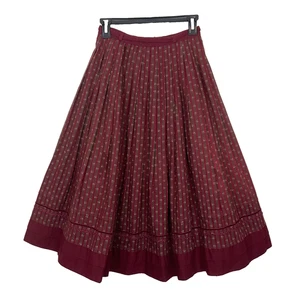 Vintage Wiki Trachten deutscher Rock weinrot Baumwolle Streifen Blumen Oktoberfest Dirndl XS - Bild 1 von 14