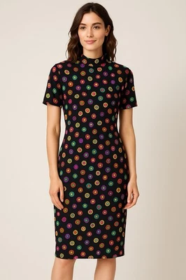 Vestido Vintage Años 80 Julie Francis 100% Seda Arco Iris Lunares Abstractos Retro Glamour Talla 6 Foto 1 de 4