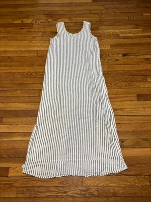 Vestido sin mangas FLAX by Jeanne Engelhart para mujer 100 % lino talla pequeña gris a rayas Foto 1 de 4