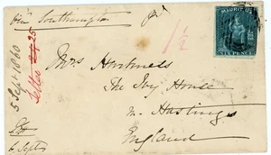 Mauritius SG#32(single frank)-G.P.O. MAURITIUS SP/5/1860 DOUBLE CIRCLE(black)-TO - Picture 1 of 3