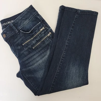 Pantalones de mezclilla ajustados azul oscuro Simply Vera Wang para mujer de algodón con cremallera 4 usados en excelente estado Foto 1 de 4