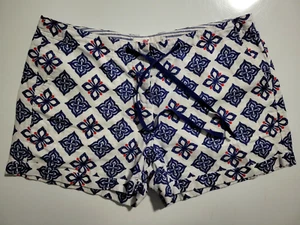 Vineyard Vines Shorts Womens Size 2 Blue White Linen Floral Print Drawstring - Picture 1 of 7