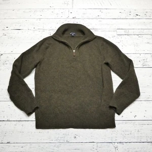 J Crew Lambswool Sweater Womens Small Green 1/4 Zip 100% Wool - Picture 1 of 6