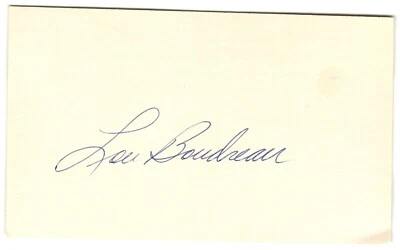 Lou Boudreau Autographed 3x5 index card JSA Sticker COA Pen - Image 1 of 2