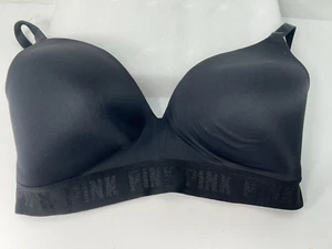 Victoria's Secret PINK 36D schwarz/pink verstellbare Träger LOGO weiches Band Excelet - Bild 1 von 7