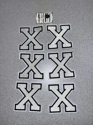 Lot of 6 White Block Letter X Greek Chi Patches Embroidered Cut out Iron-on, 3" - Image 1 of 4