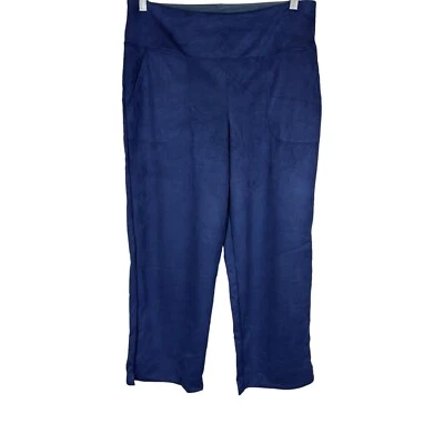 Mujeres con Control Petite Imitación Gamuza Pierna Ancha Abertura Lateral Pantalones Azul Noche Talla PM Foto 1 de 2