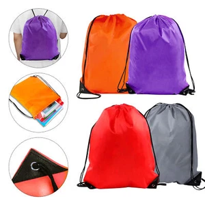Drawstring Sports Gym Bag Nylon Backpack Rucksack for Dance Books Travel School - Picture 1 of 10