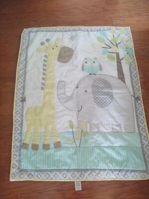 Manta Bebé Garanimals Gris y Azul, Amarillo Búho Jirafa Elefante Nubes 32x40 Foto 1 de 4