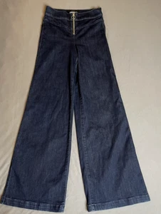 Express Wide Leg Super High Rise Stretch Jeans Size 2R Dark Wash Zipper Front - Picture 1 of 10