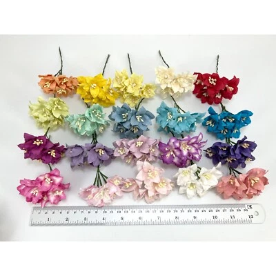 100 MIXED of 20 Colors Medium Lily Paper Flower Wedding Scrapbook (LY1-Mixed-C3) - Image 1 of 2