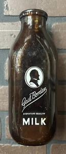 Vintage Borden's Gail Borden Amber Brown ACL Qt Milk Bottle - Picture 1 of 7
