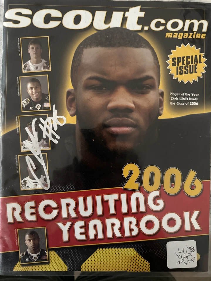 CHRIS BEANIE WELLS AUTOGRAFADO ASSINADO REVISTA ESCOTEIRA 2006 ARIZONA CARDINALS Holo - Imagem 1 de 1