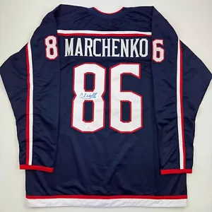 Autographed/Signed Kirill Marchenko Columbus Blue Hockey Jersey JSA COA - Picture 1 of 4