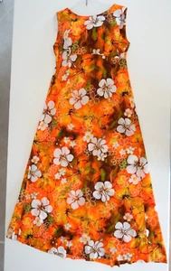 Vintage 60's Ui Maikai Hawaiian Floral Luau Print Maxi Dress Women's Size 18 NEW - Picture 1 of 15
