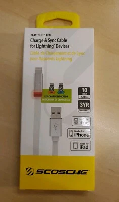 Кабель Apple Lightning для зарядки и синхронизации «10 дюймов» со светодиодным индикатором — белый - Изображение 1 из 4