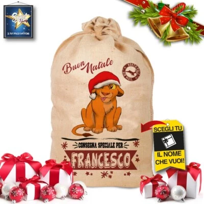SACCO DI JUTA NATALIZIO XXL NATALE BABBO NATALE PERSONALIZZATO 102 cm X 58 cm!!