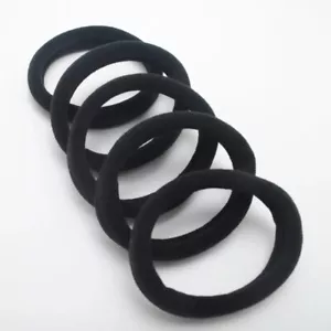 20 THICK Black Hair Bands Elastics Bobbles Girls Kids School Ponies Ties Quality - Picture 1 of 3