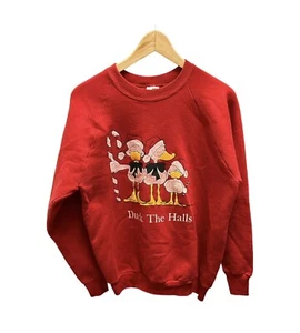 Vintage 1980s Duck The Halls Christmas Crewneck Sweatshirt M/L Funny - Picture 1 of 4
