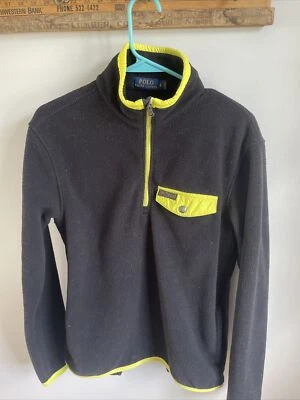 Vintage Polo Ralph Lauren 1/4 Zip Fleece Sweatshirt Mens Medium Black Yellow  - Изображение 1 из 3