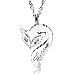 More details for fox necklace love charm pendant